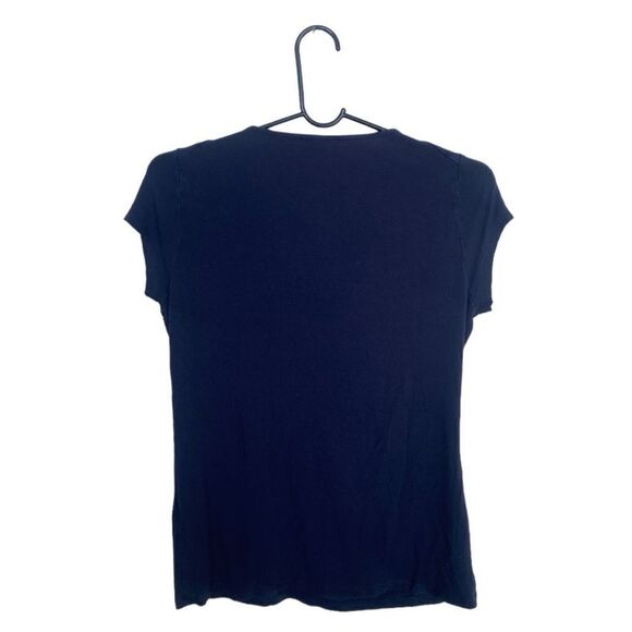 Tahari SZ M black draped blouse - Picture 2 of 3